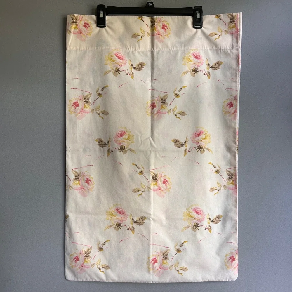 Vintage 1975 JP Stevens Floral Pillowcase Set 2 Pink Yellow Rose Cottagecore